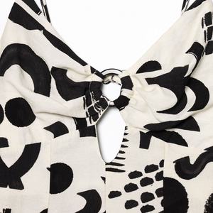 Casual Fashion Women's Summer Maxi <b>Slip</b> <b>Dress</b> Spaghetti Strap Black Beige Color Print Back Hollow Collarless for Spring Autumn - Product Image 3