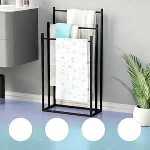 Porte-serviettes autoportant 3 barres en acier noir, design minimaliste, support de serviettes de bain mobile pour salle de bain - Product Image 3