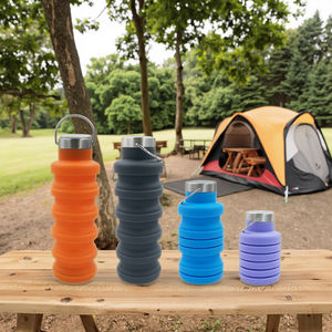 Yürüyüş ve seyahat için taşınabilir katlanabilir silikon spor su şişesi - Product Image 3