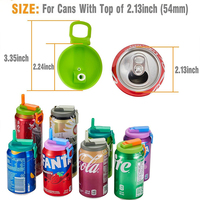 Couvre-boîtes de soda en silicone avec paille intégrée, anti-fuite, anti-poussière, réutilisables