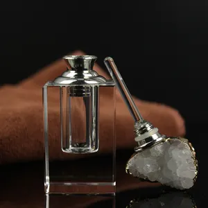 2024 nuevo diseño botella de Perfume de cristal botellas de aceite Oud con adorno de piedra de ágata Natural