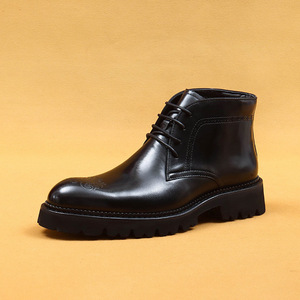 Men's Knee-High Waterproof <b>Steel</b> Toe Anti-Slip Genuine Leather Upper <b>Work</b> Safety <b>Boots</b> Slip-On for Autumn Winter - Product Image 5