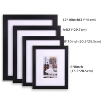 Cadre photo en MDF noir simple et solide pour photos 6x8, 8x10, 12x16, A4 – Idéal pour la maison, la table ou à suspendre – Cadeau