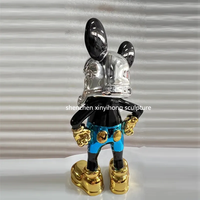 Dekorasi Mickey krom emas kustom patung Pop Resin patung Mouse berlapis logam kartun terkenal kerajinan rumah