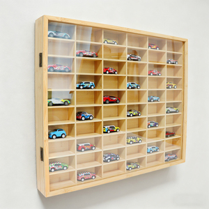 Многофункциональная полка для хранения игрушек из натурального бамбука с акриловой дверцей, настольная/настенная витрина - Product Image 2