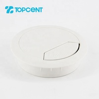 Topcent ronde en plastique blanc table d'ordinateur bureau mur fil couverture de trou passe-câble
