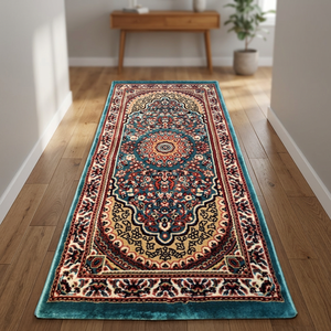 Tapis de prière rectangulaire de style persan, en polypropylène, tissé à la machine, avec dos antidérapant en caoutchouc, respectueux de l'environnement - Product Image 3
