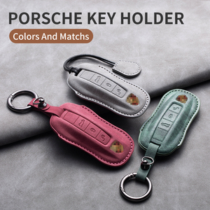 Étui de clé de voiture en cuir pleine couverture transfrontalier pour Porsche Macan Cayenne 718 Panamera Taycan – En stock usine, vente en gros - Product Image 1