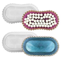 Moule en silicone DIY pour résine, motif olive, avec perles/bordure thermoformée, pour plat de rangement, plateau à bijoux, découpe durable, couleur personnalisée