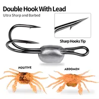 Lot de 3 leurres souples en silicone 3D en forme de crabe de 13 cm pour la pêche au bar, au saumon et au cabillaud - Matériel de pêche en mer