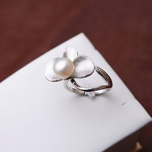 Wenchi Anneau ouvert en argent S925, style feuille, support vide pour bijoux DIY, taille 6mm, pour femme - Product Image 3