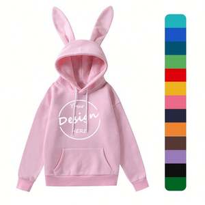 Fille Mignon Rose Oreille De Lapin Designer À Manches Longues À Capuche En Gros Polaire Personnalisé Décontracté Surdimensionné Oreille De Lapin Pull À Capuche Femmes - Product Image 1