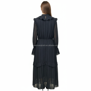 Kadınlar için özel Charlotte fırfırlı elbiseler yüksek boyun çizgisi uzun kollu Maxi elbiseler bayanlar - Product Image 2