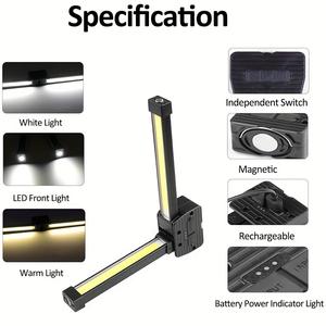 ไฟทำงานแบบพับได้สองด้าน COB รุ่นใหม่ - แม่เหล็กแรงสูงและตะขอสำหรับซ่อมและบำรุงรักษารถยนต์ - Product Image 3