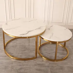 Frame Sectional Coffee Table Marble Tabletop Tea Center Gold Stainless Steel Luxury Metal Dining Table Set Living Room Furniture