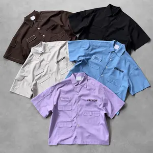 Tùy chỉnh in logo mùa hè cotton đồ họa TEE nguyên HEM quá khổ Sun Faded Canvas Áo sơ mi cắt Polo t Áo sơ mi cho nam giới