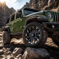 Jantes tout-terrain en alliage Flow Forming 17, 18, 20 pouces pour Jeep Wrangler et Bronco, finition noir brillant, turbine argentée, rebord profond, jantes 4x4