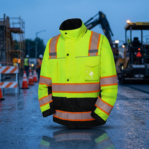 Gilet de sécurité personnalisable Hualing, haute visibilité, classe 2 ANSI, imperméable, jaune fluorescent, coton, maille réfléchissante, chantier - Product Image 4