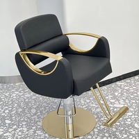 Fauteuil de Barbier Moderne en Métal Électroplaqué, Relevable, en Cuir Simple, pour Coiffure et Coloration, Inversable