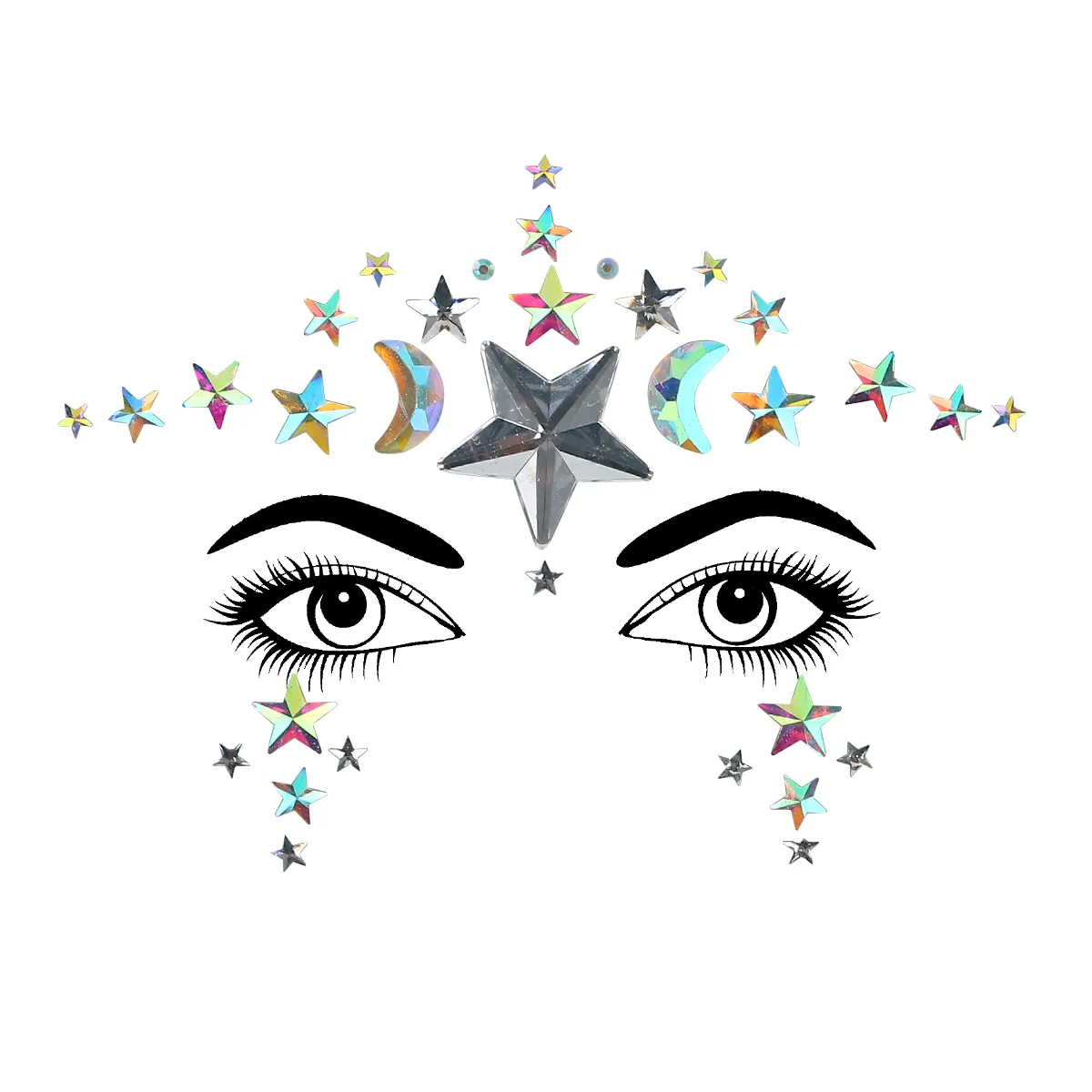 Waterproof Face Jewels Temporary Tattoo Stickers Face Jewels Crystal Acrylic Crystal Glitter Stickers