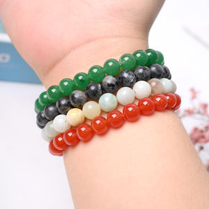 Coppia amicizia gioielli regali 8mm guarigione pietre preziose cristalli elasticizzati bracciali in pietra naturale perline con carta - Product Image 2
