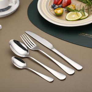 Sang trọng 4 cái thép không gỉ Flatware Set thanh lịch Bạc-dao muỗng nĩa dao kéo cổ điển Bộ đồ ăn gương đánh bóng cho các bên - Product Image 5