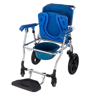 Chaise de douche Huichuang avec fonction de commode, en alliage d'aluminium, capacité de 250 kg, bleue, pliable, pour usage domestique - Product Image 1