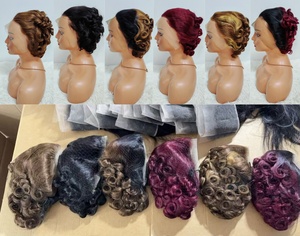 Promotion : Perruques Courtes Bouclées 13x4 Lace Frontal, Ondulées et Colorées, Prix de Gros, 100% Cheveux Humains, Offre Spéciale à 13,8 $ - Product Image 1