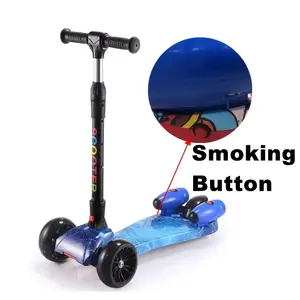 Promocionais crianças spray scooter 3 roda rotativa piscando rodas crianças 3 roda chute durável usando fumar água e scooter