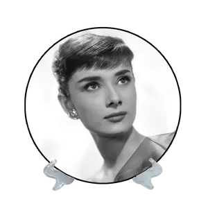 HULEE Decorative LIVING ROOM Gift Audrey Hepburn Poster plate for Home Decoration with Plastic Holder