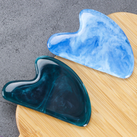 Outil de Massage Facial Gua Sha en Résine Écologique pour Grattage Musculaire, Forme de Cœur, Planche de Lifting Facial