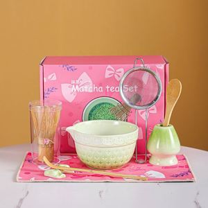 Portable Japanese Style Porcelain <b>Matcha</b> Bowl and Whisk <b>Set</b> for <b>Tea</b> Ceremony - Product Image 1