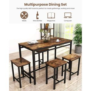 Recaceik <b>bar</b> <b>table</b> and chair set, retro brown and black kitchen dining <b>table</b> and chairs, home use round and <b>square</b> <b>bar</b> stools. - Product Image 3