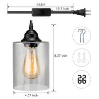 Lámpara Colgante de Estilo Nórdico Retro Creativo de Hierro Forjado para Comedor, Dormitorio, Bar, Mesa, Lámparas de Vidrio para Sala de Estar