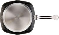 Ensemble professionnel de 3 poêles antiadhésives en granit avec revêtement en pierre, comprenant une poêle à steak et des poêles à frire, avec poignées rivetées en acier inoxydable, compatibles four.