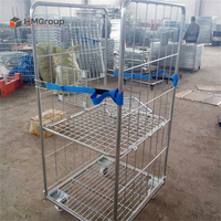 Chariot de stockage pliable en fil métallique d'acier robuste ou léger, personnalisé, pour le transport en entrepôt, fournisseur OEM ODM