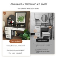 Coiffeuse moderne simple en bois avec miroir LED intégré, bureau, rangement mural pour chambre à coucher