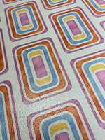 Alas Mahjong Kulit Geometris Bohemian, Penutup Meja Mahjong Motif Abstrak Pink & Oranye untuk Permainan Santai