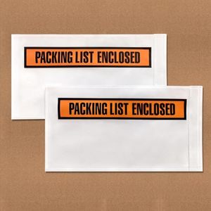 Custom <b>Logo</b> Clear Plastic Side Loading Blank Envelope Pouches for Packing List, Adhesive Shipping Label Sleeve - Product Image 1