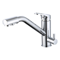 Robinet de cuisine en laiton 3-en-1 avec filtre, mélangeur d'eau pour évier de cuisine et utilisation en chambre, finition chromée, garantie 3 ans