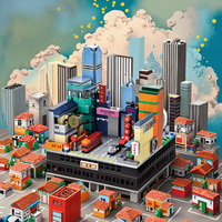 Ensemble de blocs de construction éducatifs en plastique ABS, architecture personnalisée, bâtiment célèbre, vue sur la ville de Hong Kong, mini-rue en miniature