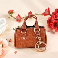 Dompet Mini untuk Wanita dengan Penutup Ritsleting Bahan PU Serbaguna Dompet Koin Fashion Tas Penyimpanan Earphone Tas Kecil