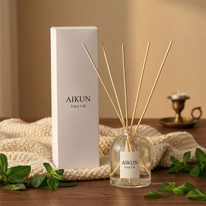Aikun 150ml Low MOQ Fast Response Round Glass Printed Logo White Box Long Lasting Custom Scent Reed Diffuser Set for Startups - Product Image 1