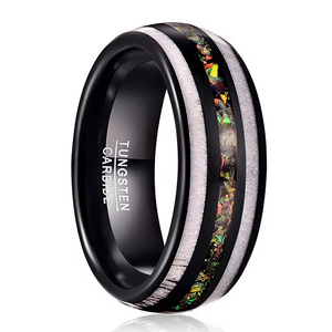 TG 8mm Black Onyx With Deer Antler Inlay Men's Tungsten Carbide <strong>Ring</strong> New Trendy Style US Sizes 7-12 - Product Image 6