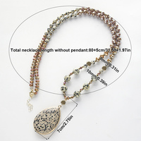 Collier Pendentif Goutte d'Eau Bohème Personnalisé Style Western Tendance avec Pierres Naturelles, Verre et Hématite Connectée