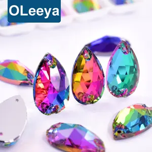 Factory Wholesale Teardrop 5A Glass Droplet Crystal AB Sew On Rhinestones For Dresses