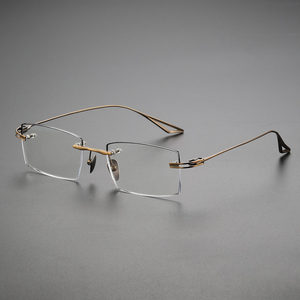 Ultra Light Pure Titanium Rimless Optical Frameless Eyeglasses <strong>Narrow</strong> Lens <strong>Spectacles</strong> Prescription Reading Glasses Frames - Product Image 3