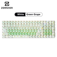 Zornher ZH00 Green Grape Keyboard Mekanik Ukuran Penuh Nirkabel Tri-mode Hot-swap untuk PC Trading