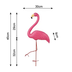 Plastic Outdoor Patio Garden Ornament Display Pink Flamingo Sculpture Resin Artificial Style Pond Decor Bird