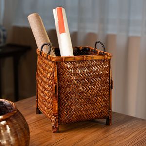 <b>Bamboo</b> Woven Basket Rectangle Tung Oil Finish Storage Living Room Use - Product Image 1
